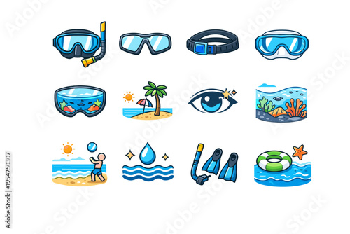 Skirt vision accent scene view icon snorkel image generation head vector simple