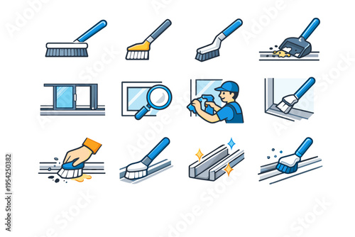 Cue icon simple generation symbol smooth handle reach scene image debris vector