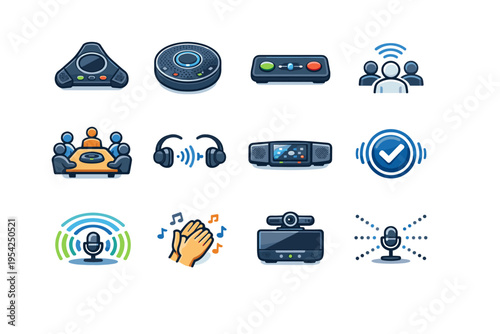 Voice meeting sound call image clear vector collaborative mic generation icon symbol