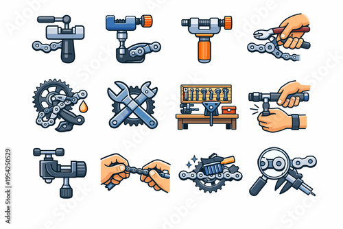 Generation image vector drivetrain icon breaker simple screw precision clean cue chain