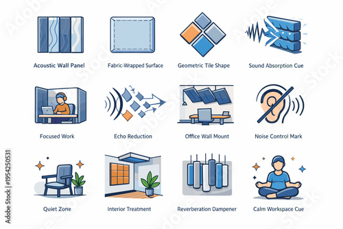 Vector cue wall work generation treatment panel office zone tile image simple