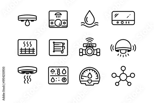 Sensor shower vector icon hub smart image mirror simple generation steam towel