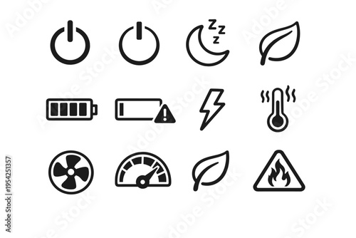 Symbol generation icon simple warning image vector sleep full saving overheating charging