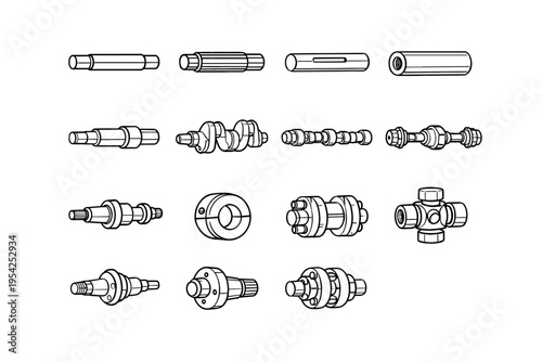 Simple axle shaft generation coupling splined vector universal icon spindle keyed image