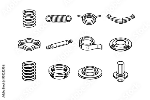 Extension simple compression vector force spring washer belleville image generation icon torsion