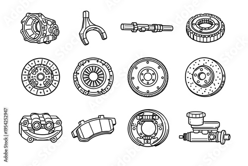 Vector caliper synchronizer image gear disc flywheel cylinder icon simple brake generation