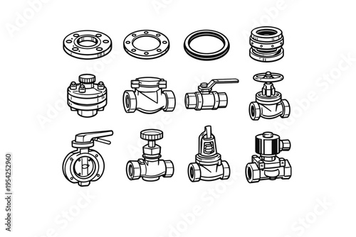 Gland packing simple icon valve seal pressure vector gate image pipe generation