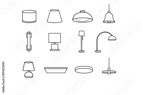 Icon panel floor cone column vector modern lighting sconce compact icons light