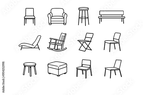 Cushioned rocking lounge block generation seating chair vector icon simple image form