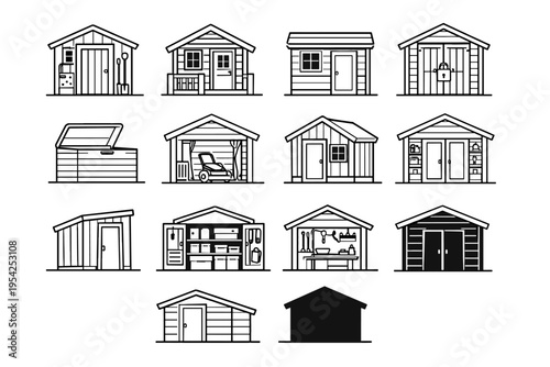 Simple small image vector pitched icon maintenance roof generation unit storage building