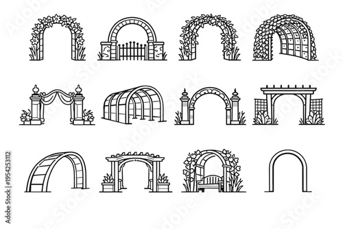 Icons vector arch garden structural curved icon entrance outdoor structure landscape