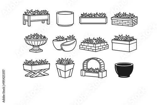 Icon vector outdoor container large garden heavy generation landscape simple image rectangular