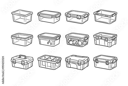 Latching system ridge container stack icon image resistant clip generation vector shell
