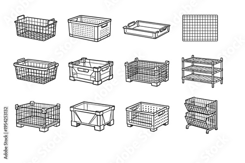 Open simple container image rim tray metal bin generation icon storage vector