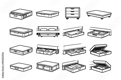 Drawer image storage reclaim bedroom generation vector solution rolling icon bin bed