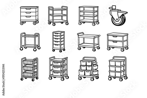 Mobile handle cart service icon generation vector simple system multi image structure