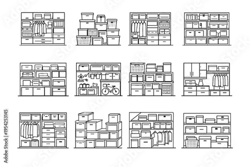 Household image generation icon scene usage simple calm storage minimalist vector arrangement
