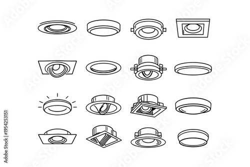 Generation icon ceiling simple light flush mount vector fixture built recessed image