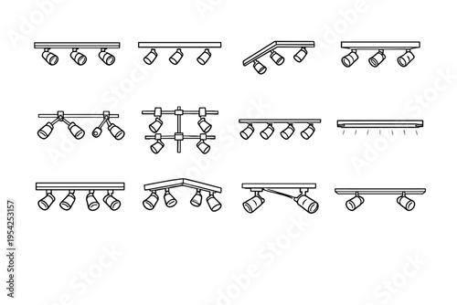 System angled icon image mounted vector bar rail lighting track generation simple