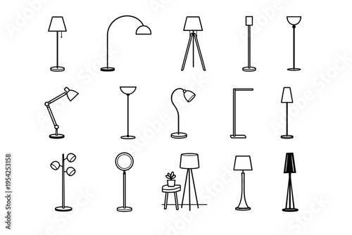 Icons floor icon lighting living light lamp vector room uplight pole corner