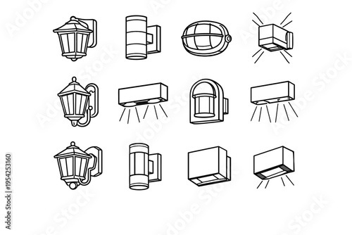 Lighting simple vector generation exterior light unit architectural image facade icon outdoor