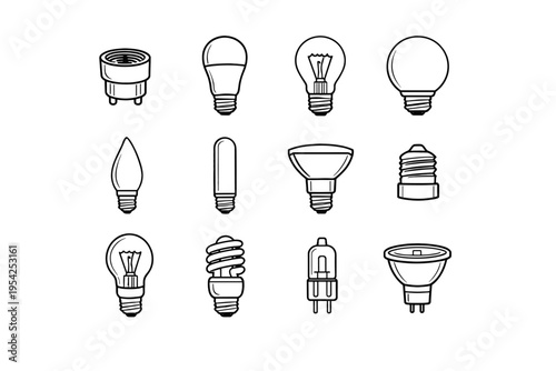Lighting screw energy shape icon efficient generation base outline bulb vector image