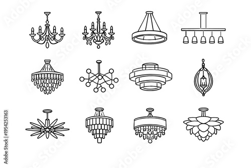 Image style modern suspended ceiling arm simple vector generation icon linear chandelier
