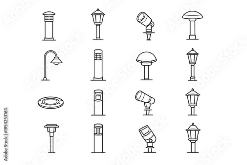 Short path light image icon fixture walkway post vector standing exterior generation