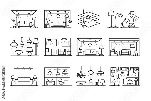 Simple icon view setup modern task vector image interior generation lighting design