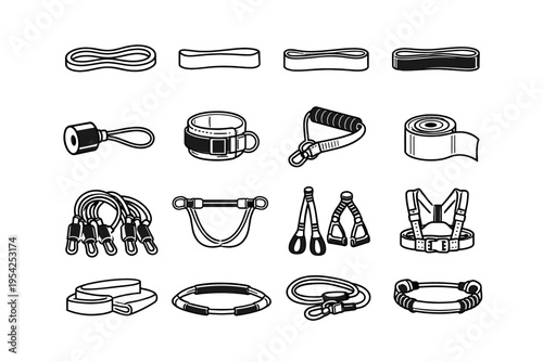 Vector loop roll icon image band ankle handle generation strap simple training