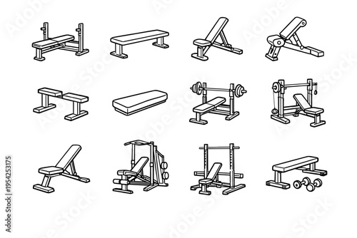 Image bench incline generation simple press flat equipment cushion icon hinge strength