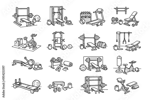 Image structured view simple exercise generation icon zone fitness layout vector equipment