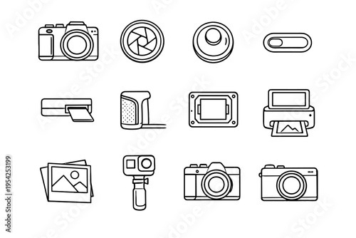 Simple gadget sensor camera grip icon fixed vector imaging capture outline image