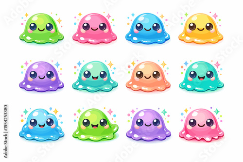 Star generation slime glossy rounded icon simple pair eyes monster dots image
