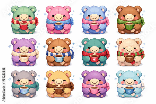 Tiny simple vector belly image claw generation ear mug patch icon bear