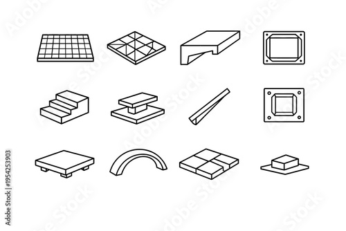 Abstract slab surface simple generation footing block icon image vector floating diagonal