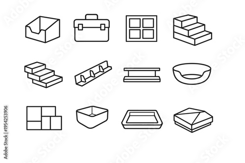 Slab generation case image rack abstract storage floating recessed simple icon container