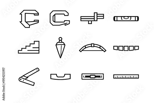Angular image icon geometric vector clamp rail tube generation segmented shape simple