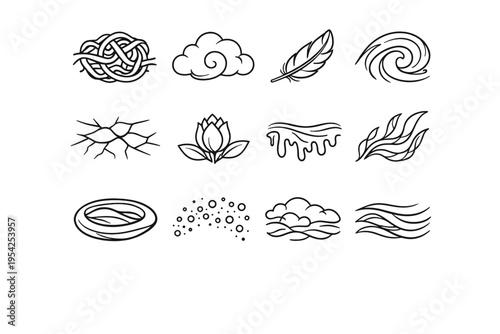 Vector arc earth generation cloud tidal bud smooth simple icon layer image