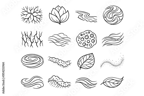 Icon bark shoreline groove simple leaf vector curve branching rolling generation image