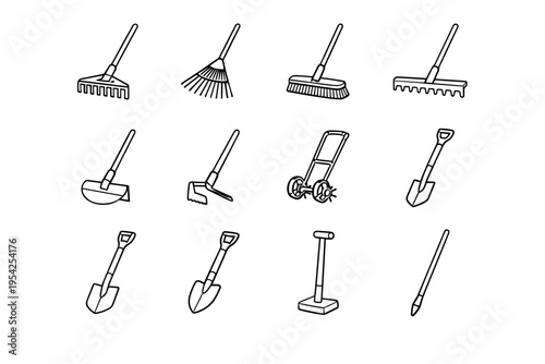 Generation tool spade icon vector shovel image lawn simple edging broom garden