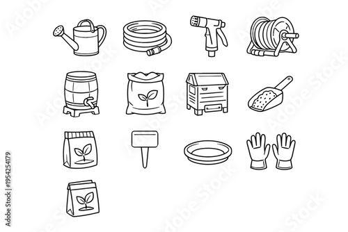 Icon bin garden vector hose simple image fertilizer generation can compost watering