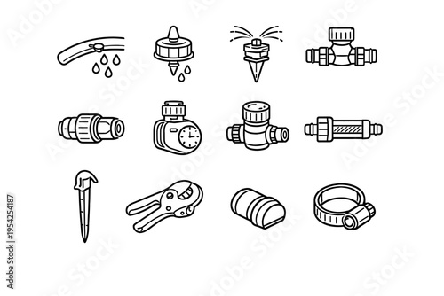 Icon clamp generation connector sprinkler image vector coupling irrigation ring water filter