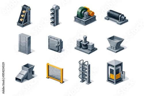 Funnel image chute system simple safety discharge vector bucket generation icon pulley