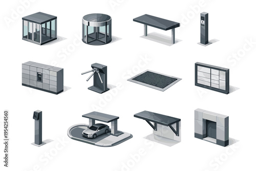 Reader image vector icon directory lobby generation zone door vestibule post turnstile