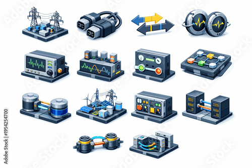 High frequency block tile generation icon redundancy unit energy vector image simple