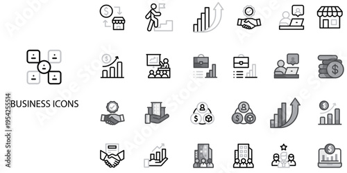 Business simple concept 24 grew color icons set .Vector illustration.