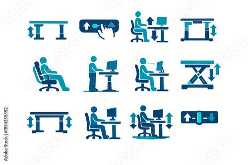 Smart adjustment simple desk height icon image vector generation lift friendly symbol