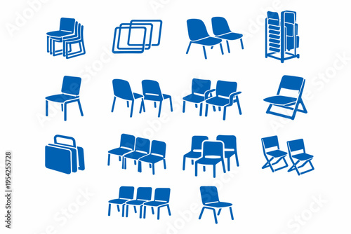 Shells backrest chair chairs portable set vector icon generation vertical simple image