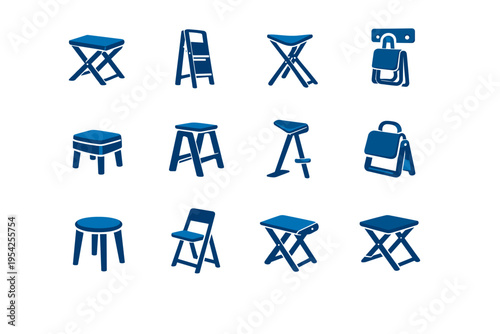 Frame seat aid space auxiliary image simple step perch solution vector icon